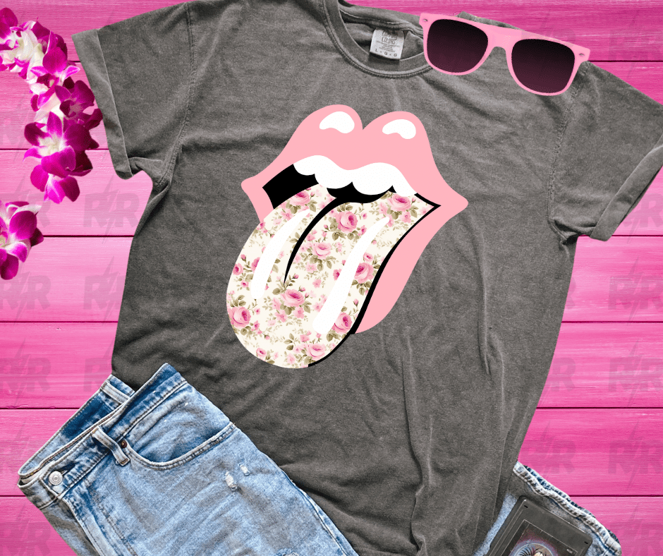 Retro Floral Tongue - Graphic Tee - The Red Rival