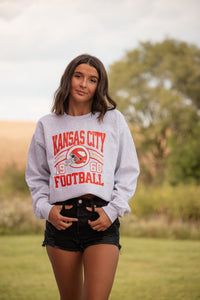 Retro Kansas City Football 1960 Helmet Ash/Natural Sweatshirt - Graphic Tee - The Red Rival