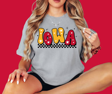 Retro Maroon & Gold Star Iowa Comfort Colors Grey Tee - Tees - The Red Rival