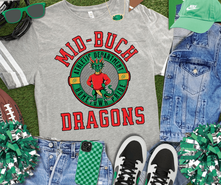 Retro Mid - Buch Dragons Athletic Grey Jersey Tee - Wholesale - The Red Rival