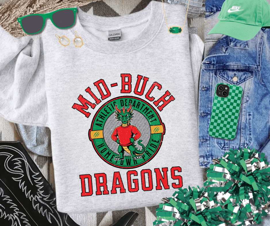 Retro Mid - Buch Dragons (Pick Your Sweatshirt Color) - Wholesale - The Red Rival
