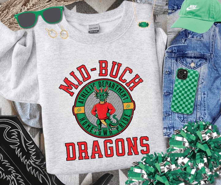 Retro Mid - Buch Dragons (Pick Your Sweatshirt Color) - Wholesale - The Red Rival