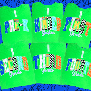 Retro School Supplies Grade Level (Pick your grade & tee color) - Graphic Tee - The Red Rival