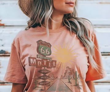Route 6 Peach Tee - Graphic Tee - The Red Rival
