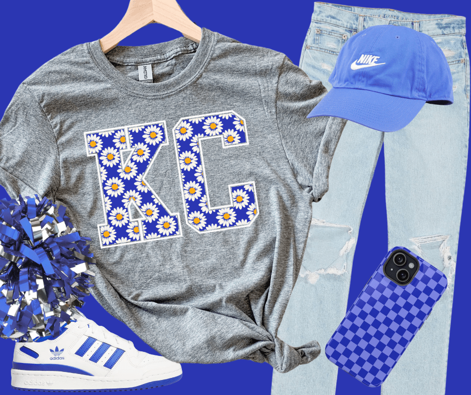 Royal Blue KC Daisy's Graphite Heather Tee - Tees - The Red Rival