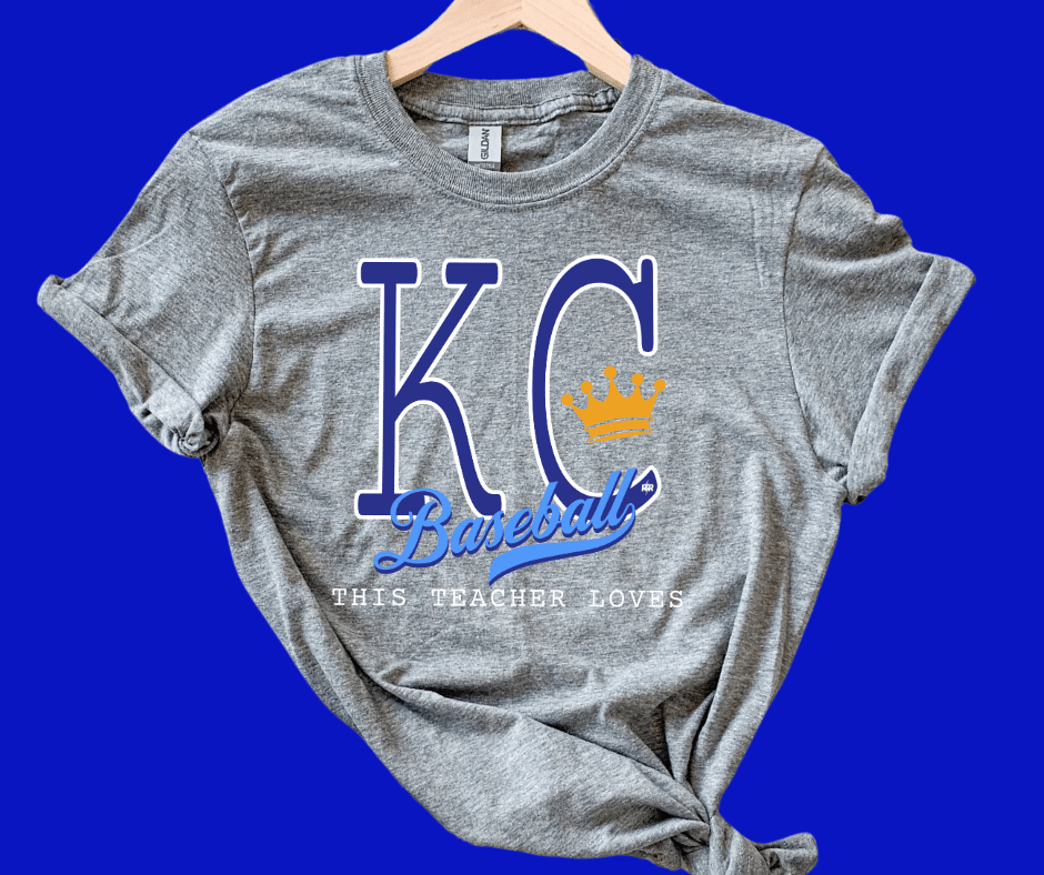 Royal & Light Blue This Teacher Loves KC Baseball - Tees - The Red Rival
