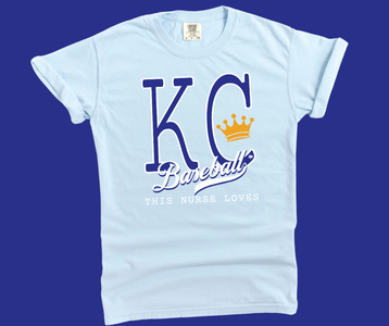 Royal & White This Nurse Loves KC Baseball - Tees - The Red Rival