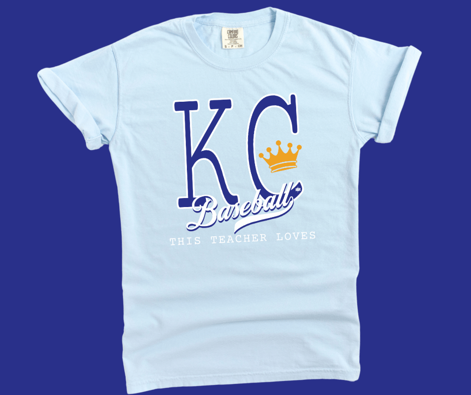 Royal & White This Teacher Loves KC Baseball - Tees - The Red Rival