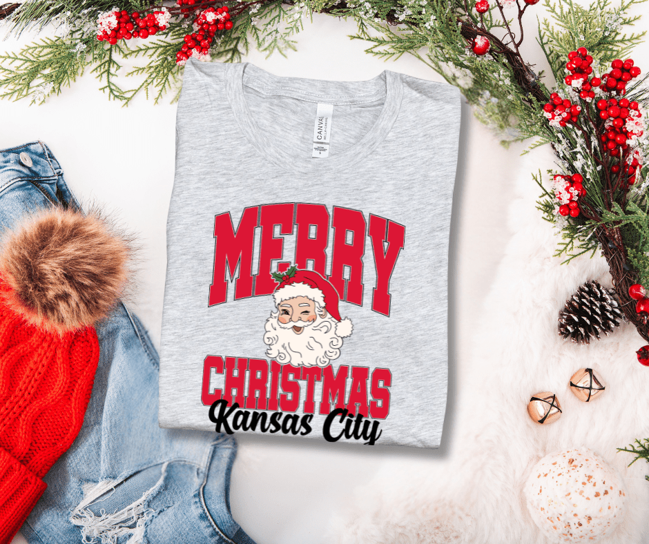 Santa Merry Christmas Kansas City Tee or Sweatshirt - Graphic Tee - The Red Rival