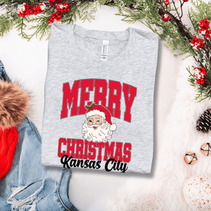 Santa Merry Christmas Kansas City Tee or Sweatshirt - Graphic Tee - The Red Rival