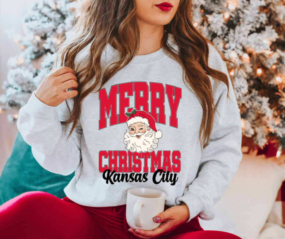 Santa Merry Christmas Kansas City Tee or Sweatshirt - Graphic Tee - The Red Rival