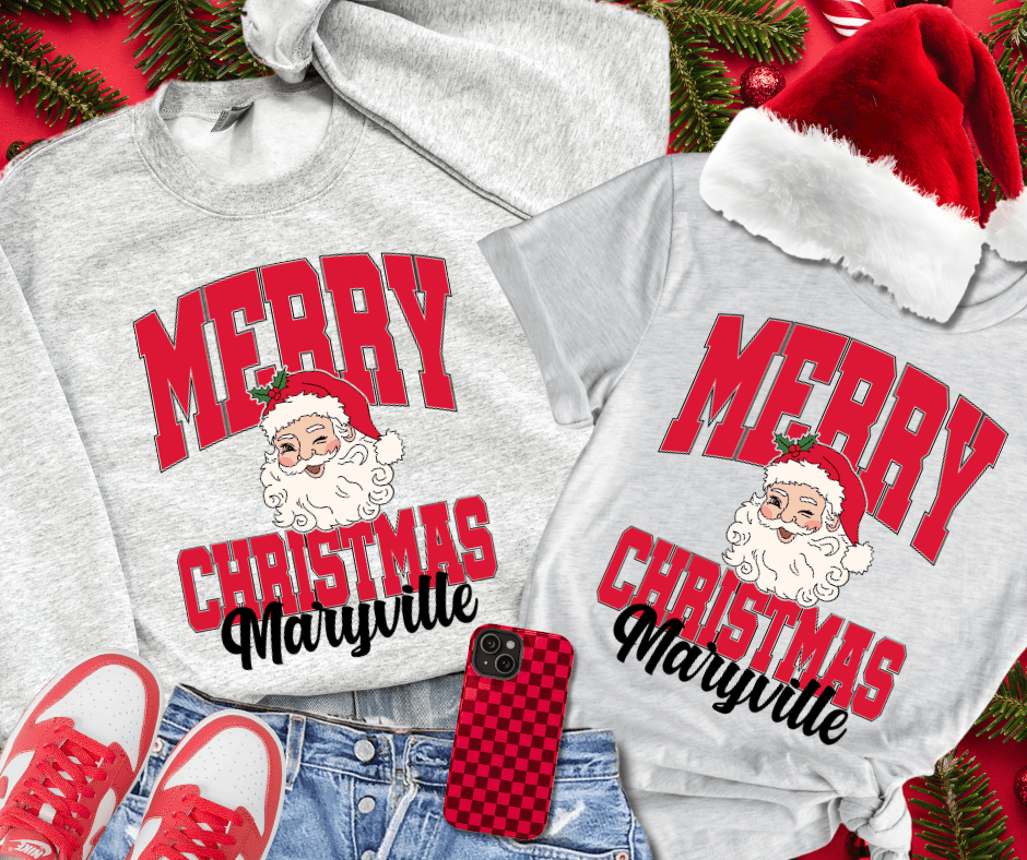 Santa Merry Christmas Maryville Tee or Sweatshirt - Graphic Tee - The Red Rival