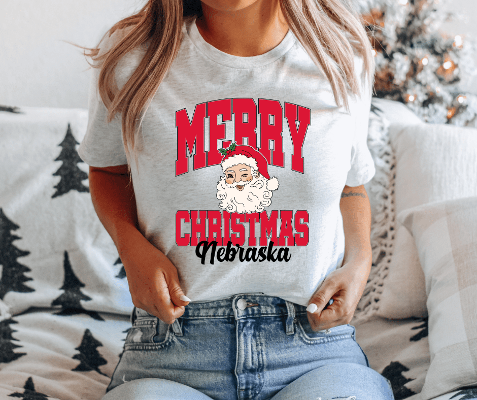 Santa Merry Christmas Nebraska Tee or Sweatshirt - Graphic Tee - The Red Rival