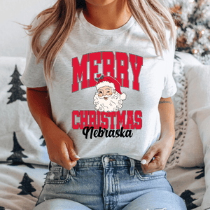 Santa Merry Christmas Nebraska Tee or Sweatshirt - Graphic Tee - The Red Rival