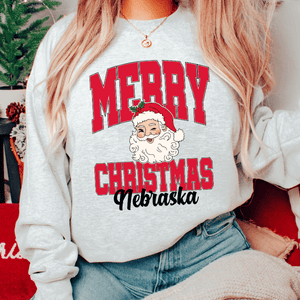 Santa Merry Christmas Nebraska Tee or Sweatshirt - Graphic Tee - The Red Rival