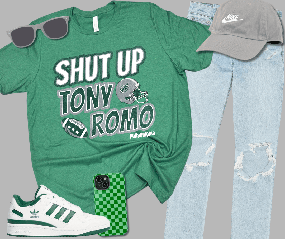 Shut Up Tony Romo - Philadelphia - Green Graphic Tee - Tees - The Red Rival
