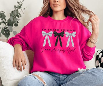 SILVER Bow New Year. Same Amazing God Pink Sweatshirt or Tee - Tees - The Red Rival