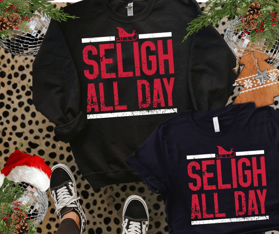 Sleigh All Day Black Tee or Sweatshirt - Tees - The Red Rival