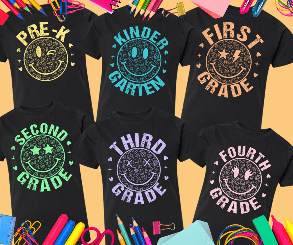 Smiley Face Grade Levels (Pick Your Grade Level) - Graphic Tee - The Red Rival