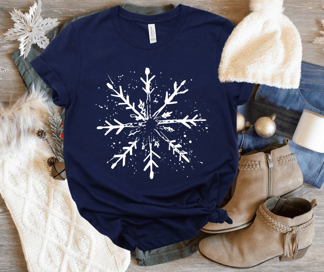 Snowflake Navy Tee or Sweatshirt - Graphic Tee - The Red Rival