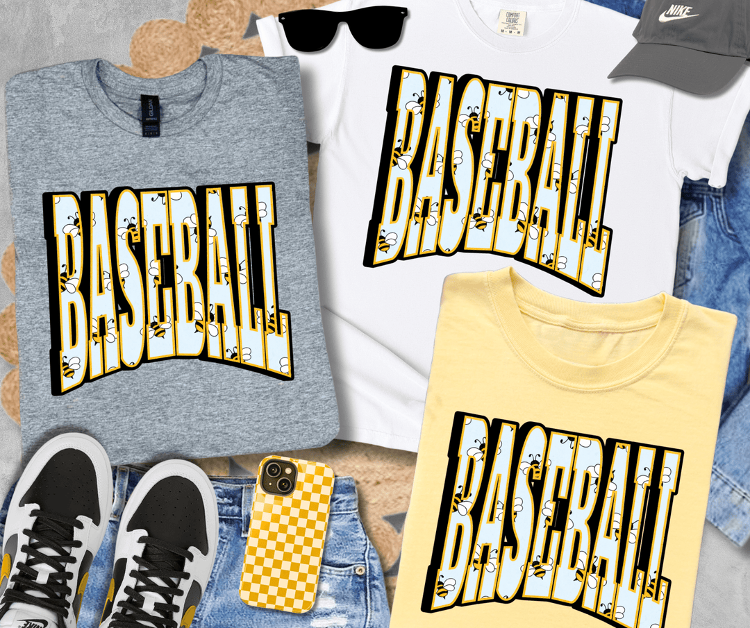 Solid Bumble Bee BASEBALL Text (Choose Your Tee Color) - Tees - The Red Rival