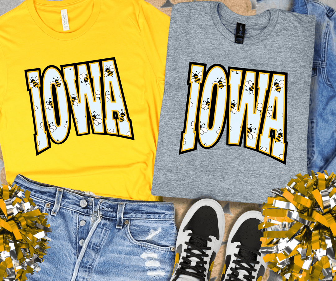 Solid Bumble Bee IA State Text (Choose Your Tee Color) - Tees - The Red Rival