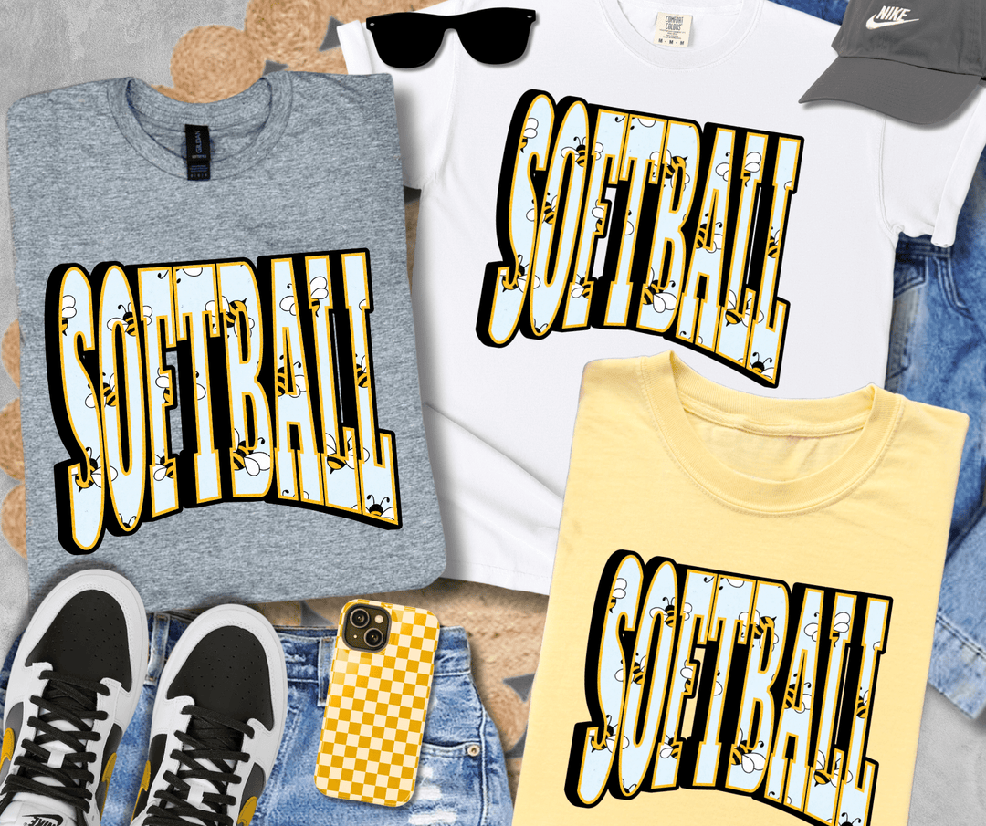 Solid Bumble Bee SOFTBALL Text (Choose Your Tee Color) - Tees - The Red Rival