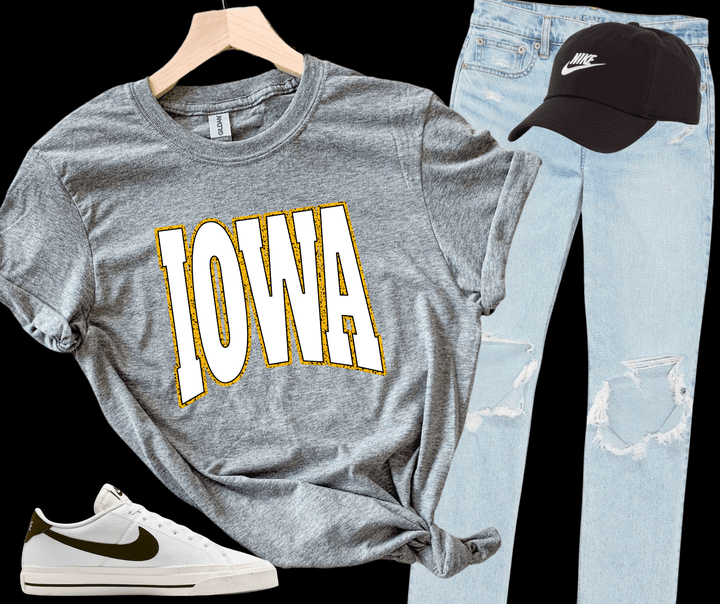Solid IA State Text (Choose Your Tee Color) - Tees - The Red Rival