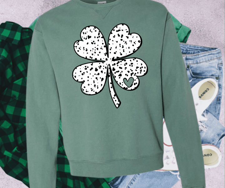 Spotted Heart Clover Green Sweatshirt or Tee (Pick Your Style) - Tees - The Red Rival