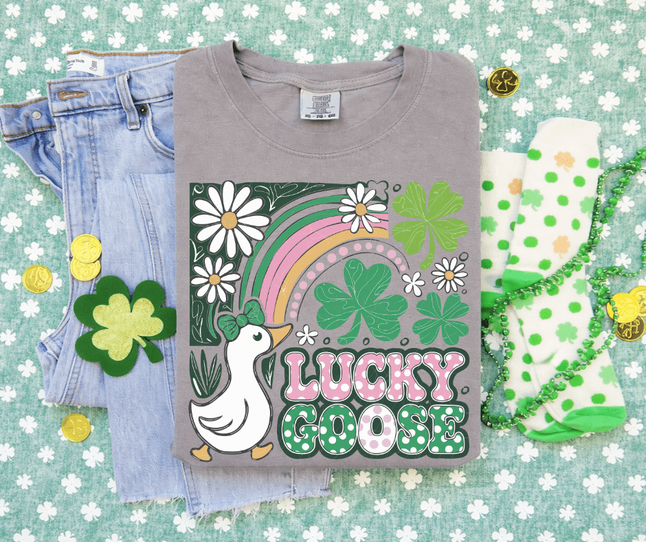 St. Patrick's Lucky Goose Grey Tee - Wholesale - The Red Rival