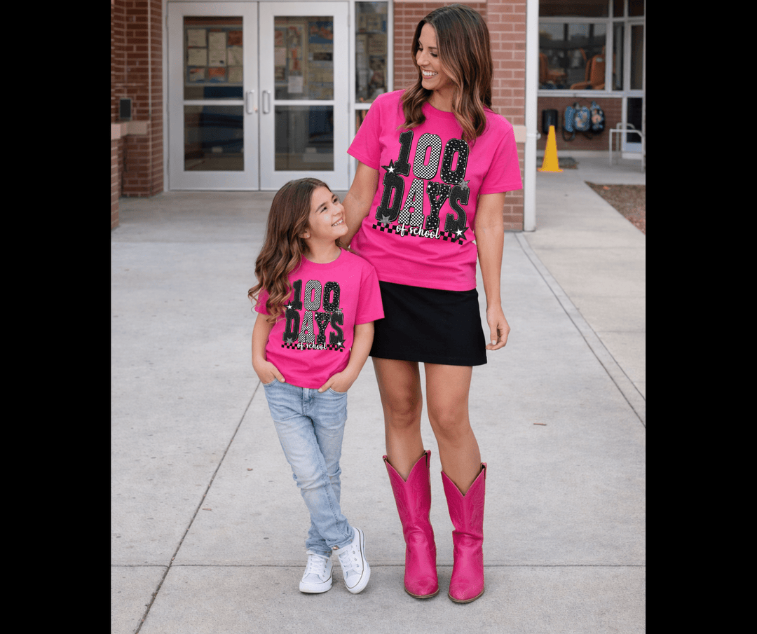 Stars 100 Days of School Pink Tee - Tees - The Red Rival