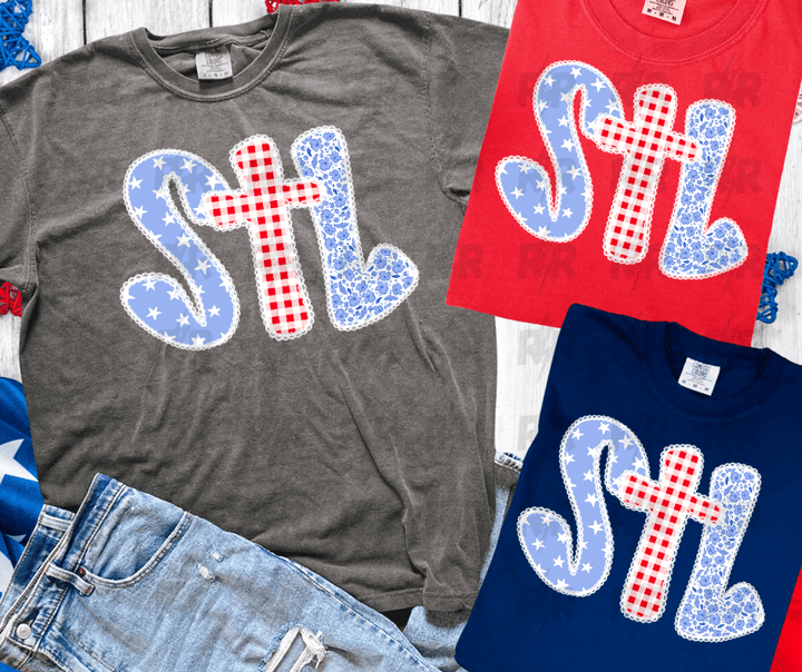 STL Patriotic Coquette Letters (Pick Your Tee Color) - Graphic Tee - The Red Rival
