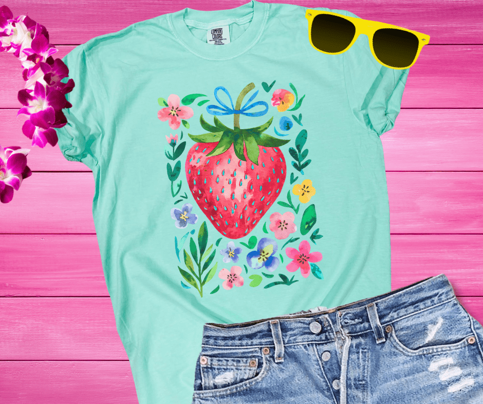 Strawberry & Flowers Collage - Graphic Tee - The Red Rival