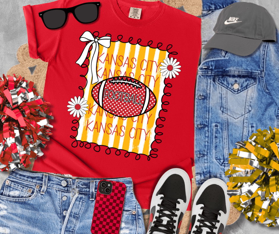 Striped Kansas City Repeat Polka Dot Football - Tees - The Red Rival