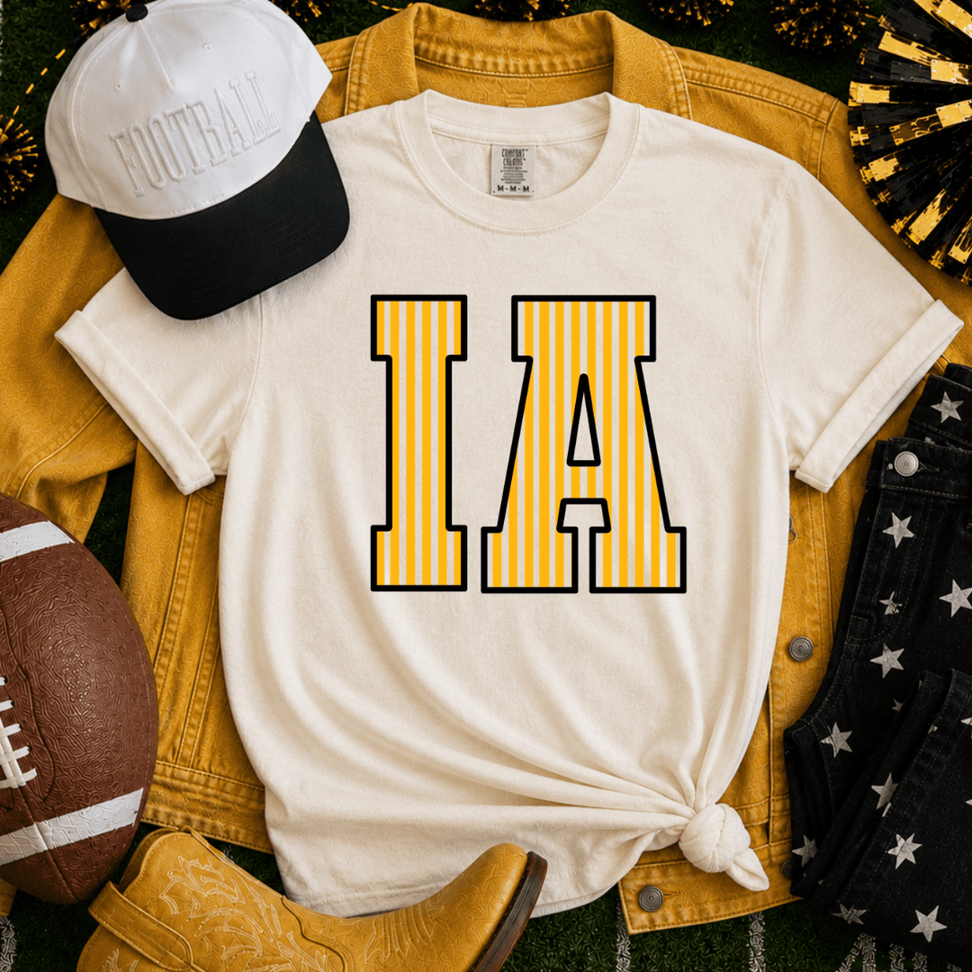 Stripped Black/Gold I-A Ivory Tee - Tees - The Red Rival