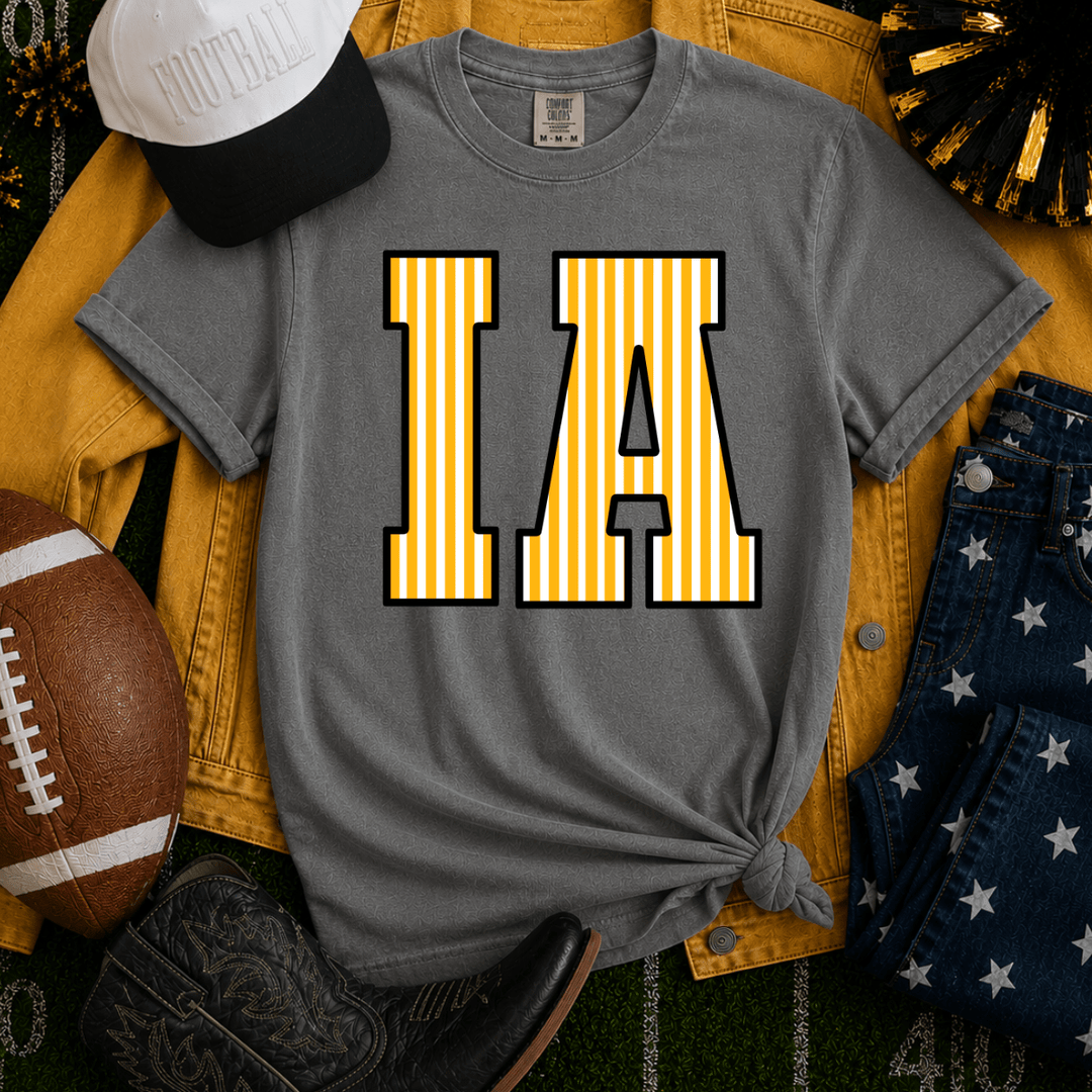 Stripped Black/Gold/White I-A Grey Tee - Tees - The Red Rival