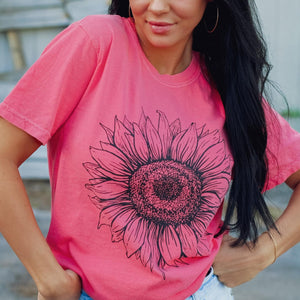 Sunflower Outline Tees (Choose Your Color) - Graphic Tee - The Red Rival