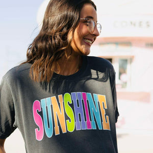 SUNSHINE - Multi - Color Varsity Letters (Pick your tee color) - Graphic Tee - The Red Rival