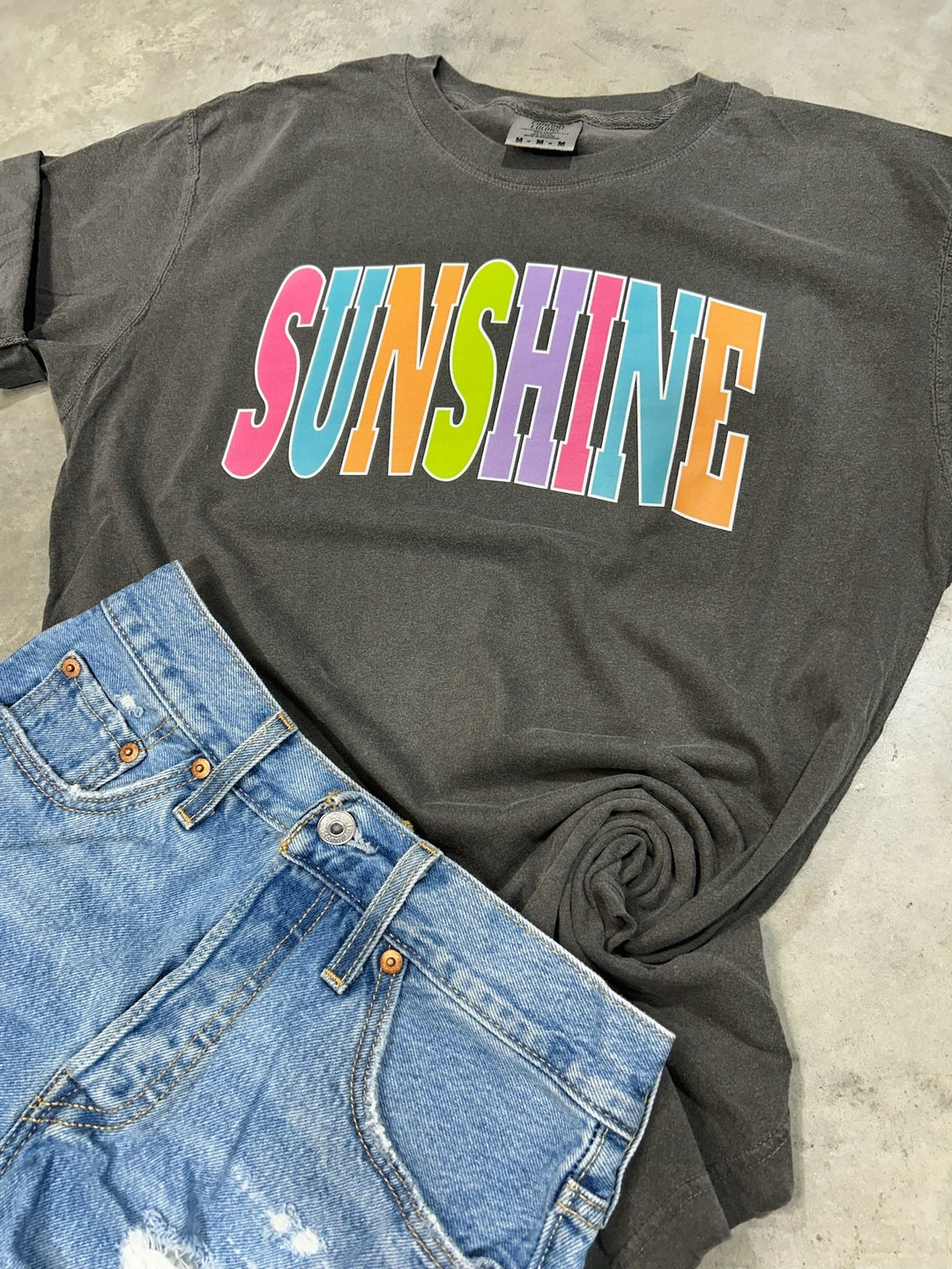 SUNSHINE - Multi - Color Varsity Letters (Pick your tee color) - Graphic Tee - The Red Rival