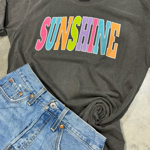 SUNSHINE - Multi - Color Varsity Letters (Pick your tee color) - Graphic Tee - The Red Rival