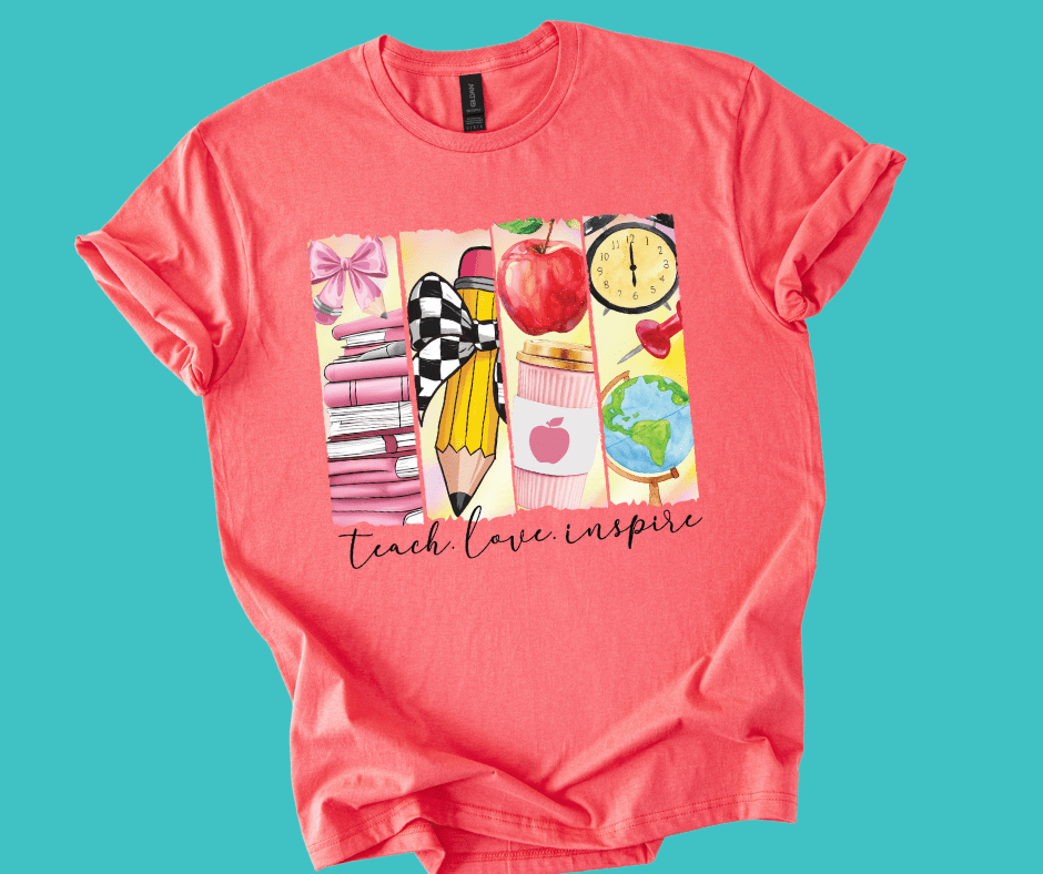 Teach, Love, Inspire Vintage Design - Coral Tee - Graphic Tee - The Red Rival