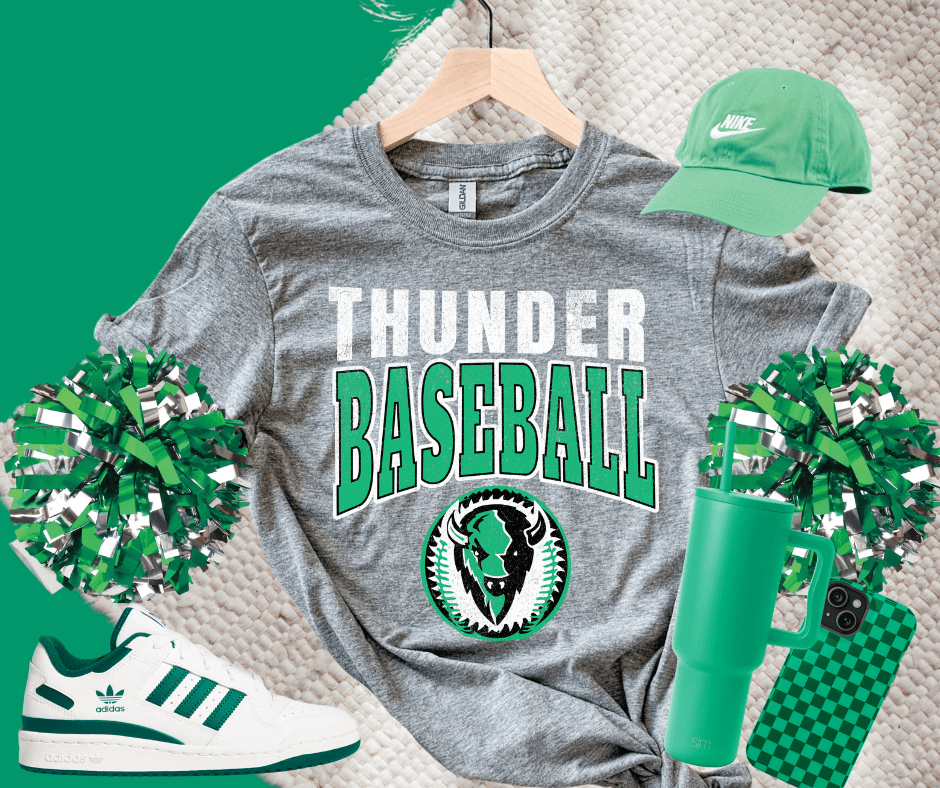 Thunder Baseball Grey Tee or Sweatshirt - Tees - The Red Rival