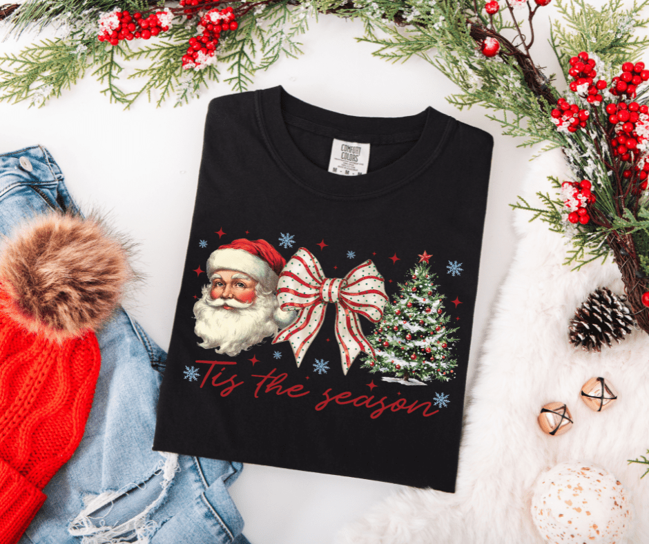 Tis The Season Christmas Cake Bow Tee or Sweatshirt - Tees - The Red Rival