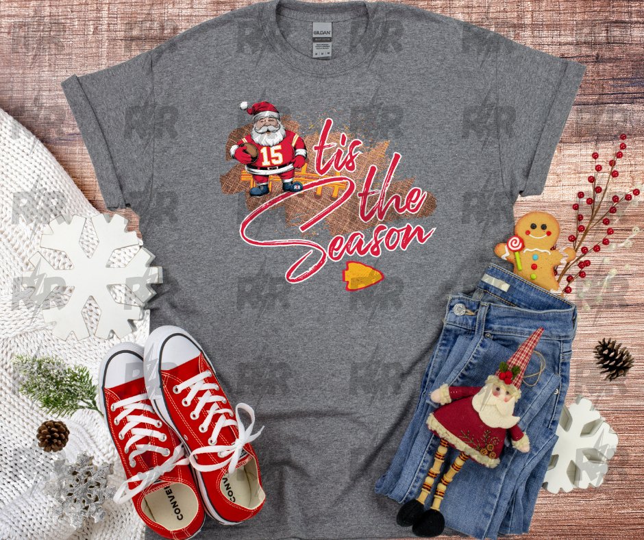 tis the Season KC Santa Grey Tee - Tees - The Red Rival