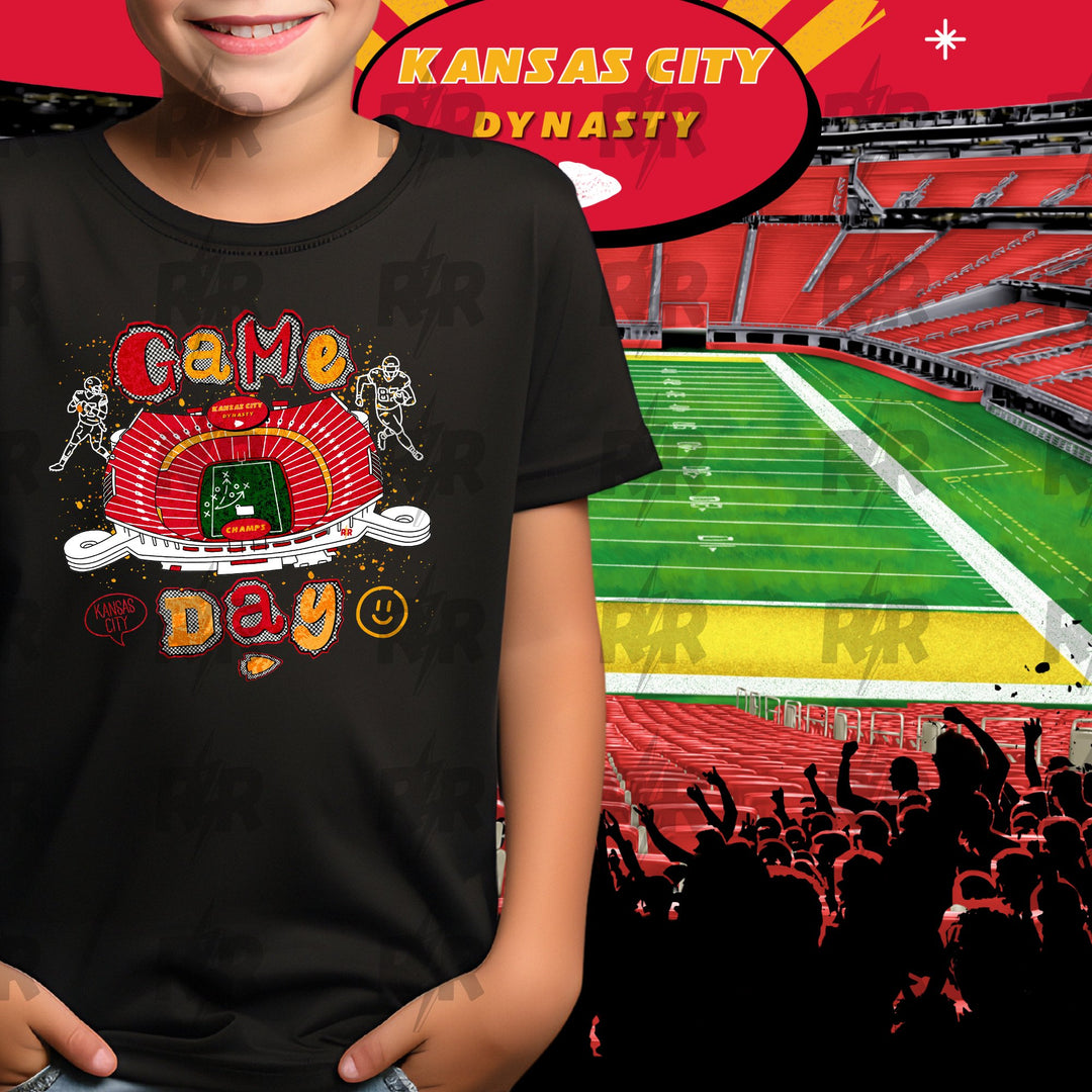 Torn Letters Game Day Stadium Black Tee - Graphic Tee - The Red Rival