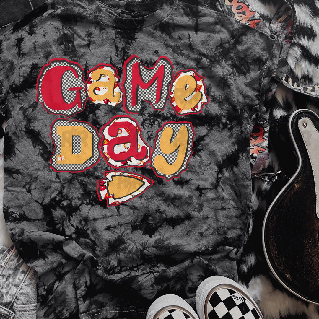 Torn Paper Game Day Black Tie Dye Tee - Tees - The Red Rival