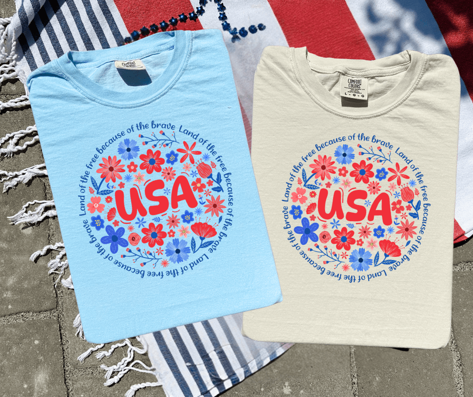 USA Floral Circle (Pick Your Tee Color) - Graphic Tee - The Red Rival