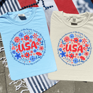 USA Floral Circle (Pick Your Tee Color) - Graphic Tee - The Red Rival