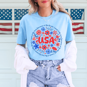 USA Floral Circle (Pick Your Tee Color) - Graphic Tee - The Red Rival