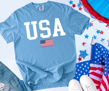 USA w/ American Flag - Graphic Tee - The Red Rival